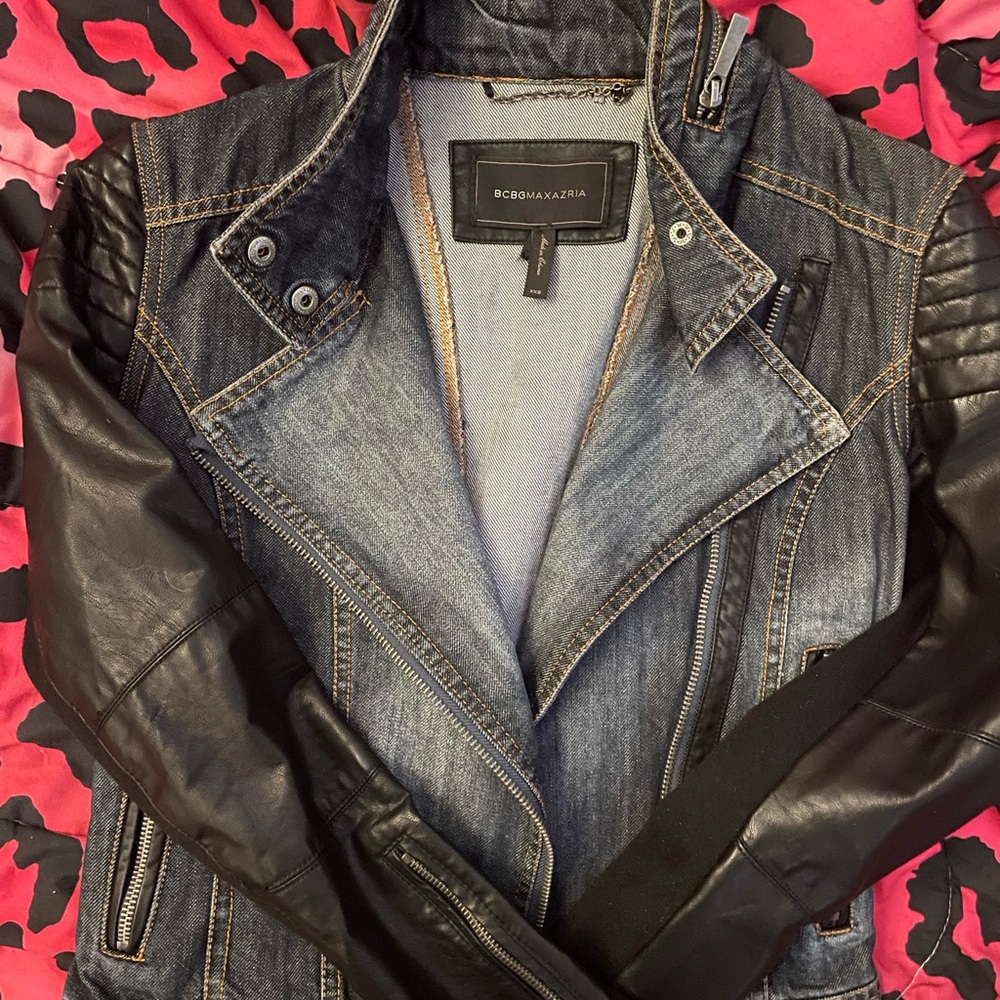BCBGMaxAzria Women's Denim and Black Jacket
